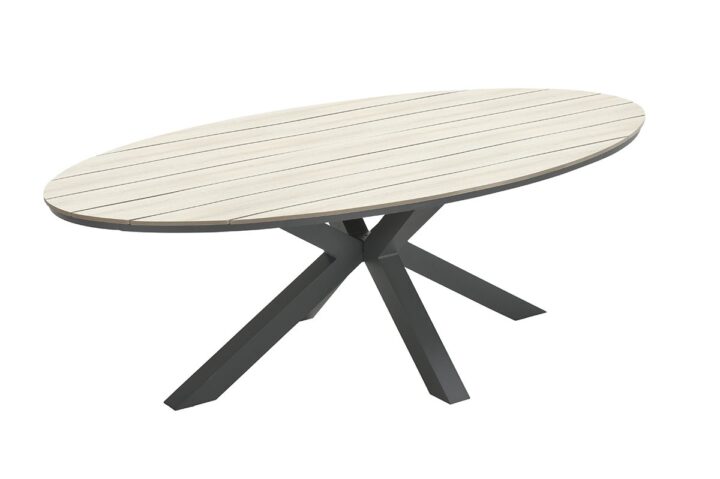 Edison tafel ovaal 280cm - carbon black/ light teak polywood 21640NF rechtsvoor2 1200