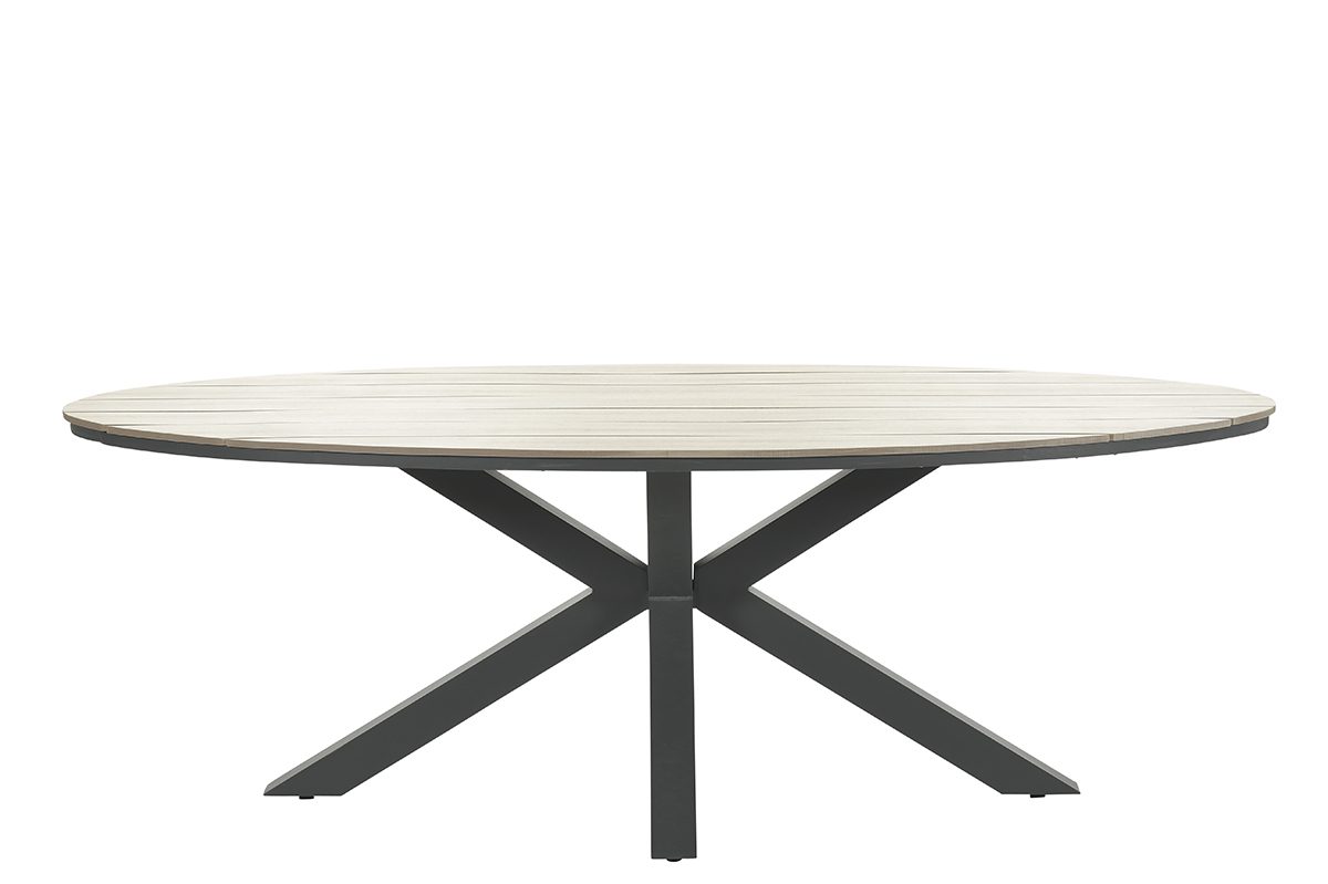 Edison tafel ovaal - carbon black/ light teak polywood 21640NF voor2 1200