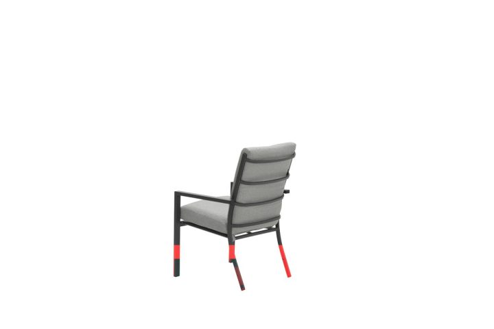 Sergio dining fauteuil - carbon black/ licht grijs stoel sergio dining grijs VanderSpek schuin achterkant