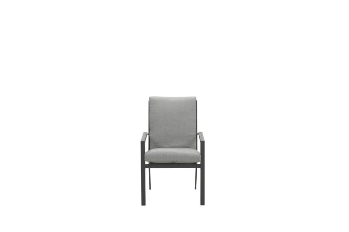 Sergio dining fauteuil - carbon black/ licht grijs stoel sergio dining grijs VanderSpek voorkant