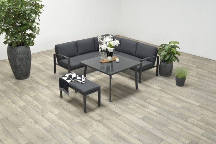 Tuinset Wellington | 5-persoons | carbon black Tuinset wellington aluminium carbonblack scaled 1