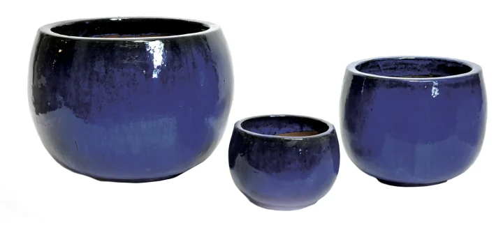 Glazed Pot Bowl Blue potbowl blue scaled