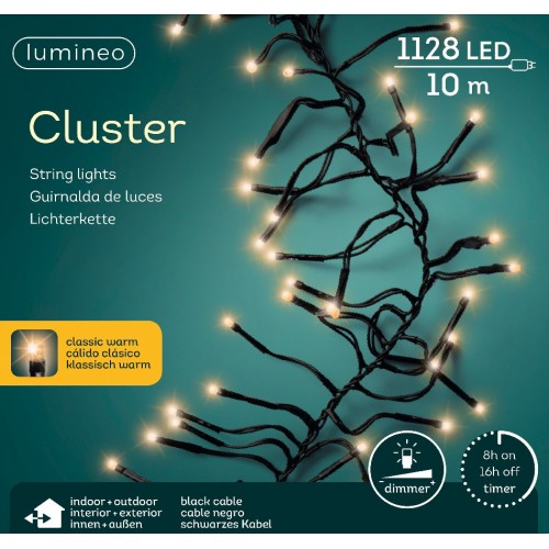 Ledverlichting Cluster 1128LED - 10 m kerstboomlampjes 10 meter led cluster 1128 lichts klassiek warm