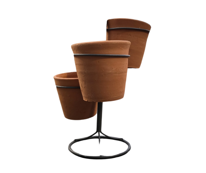 Standaard inclusief 3 keramische potten Plantenbakje terracotta