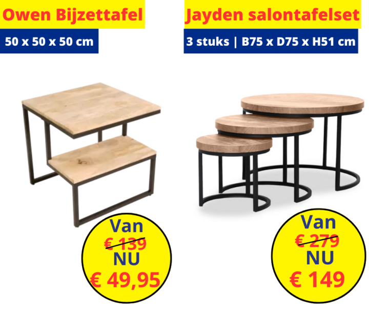 Nieuw op ons actieplein | Owen bijzettafel | Jayden salontafelset 31