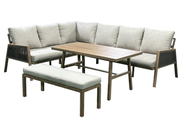 Lounge-Diningset Amsterdam XL | 7 persoons | Houtlook donker