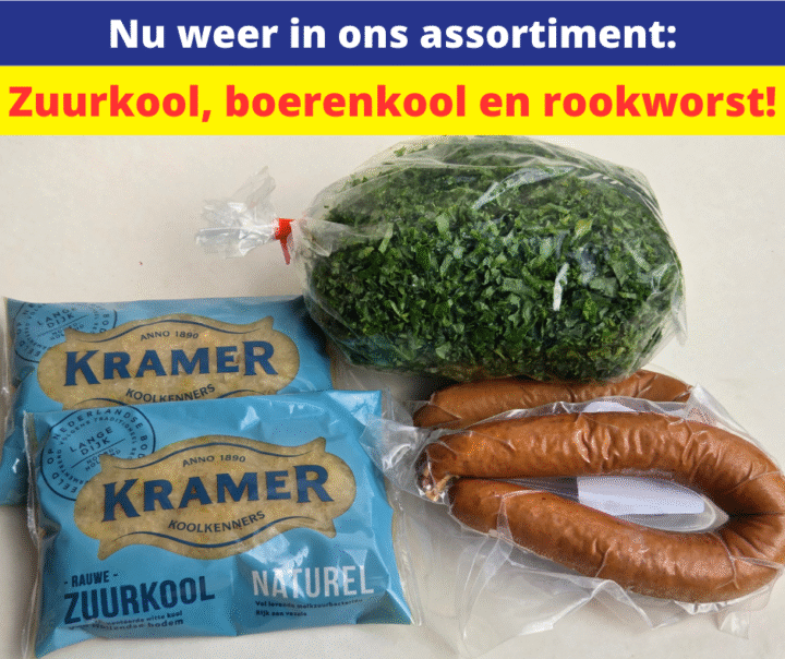 Nu weer in het assortiment: Boerenkool, zuurkool & rookworst