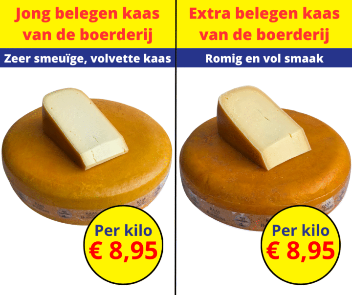 Jong belegen of extra belegen kaas van de boerderij