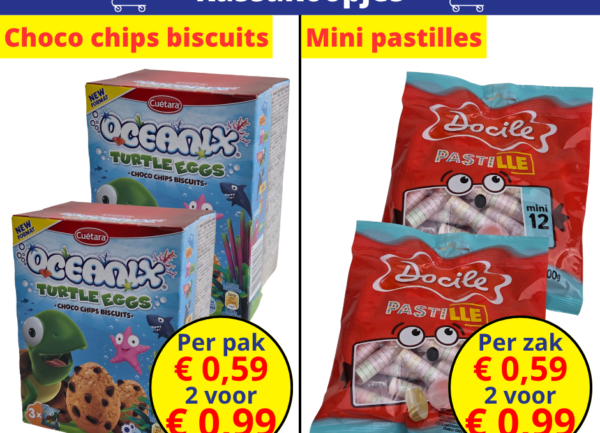 Kassakoopjes: Choco chips biscuits of mini pastilles