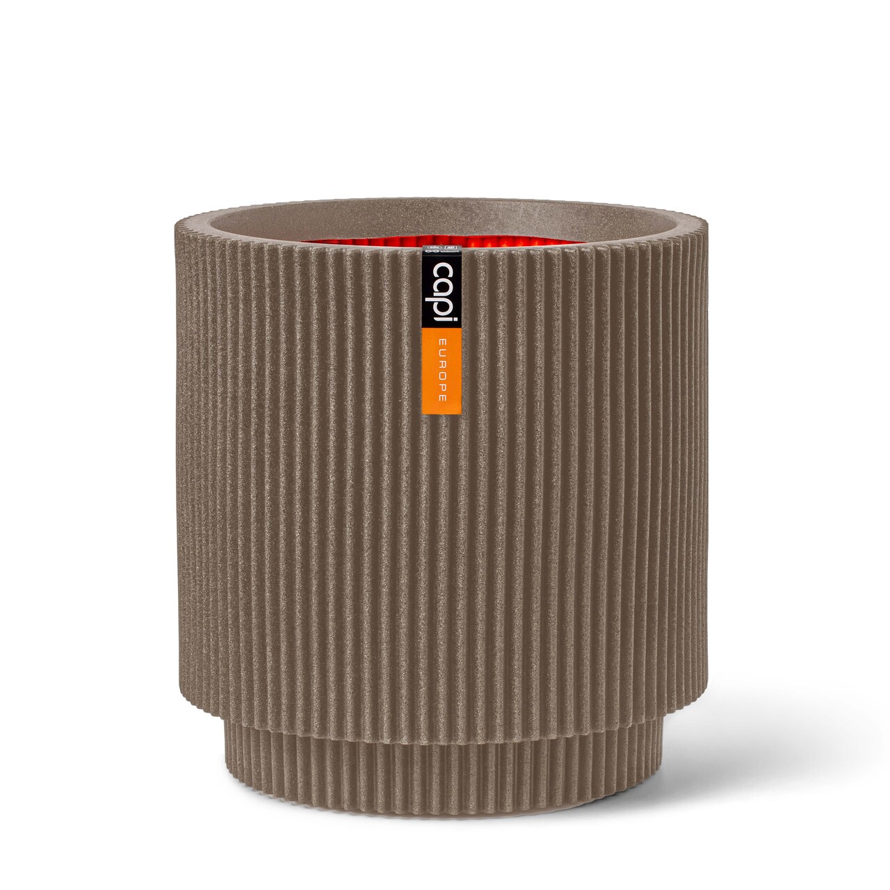 Afbeedling Capi Vase cylinder Groove warm taupe - Spekvoordeel.nl