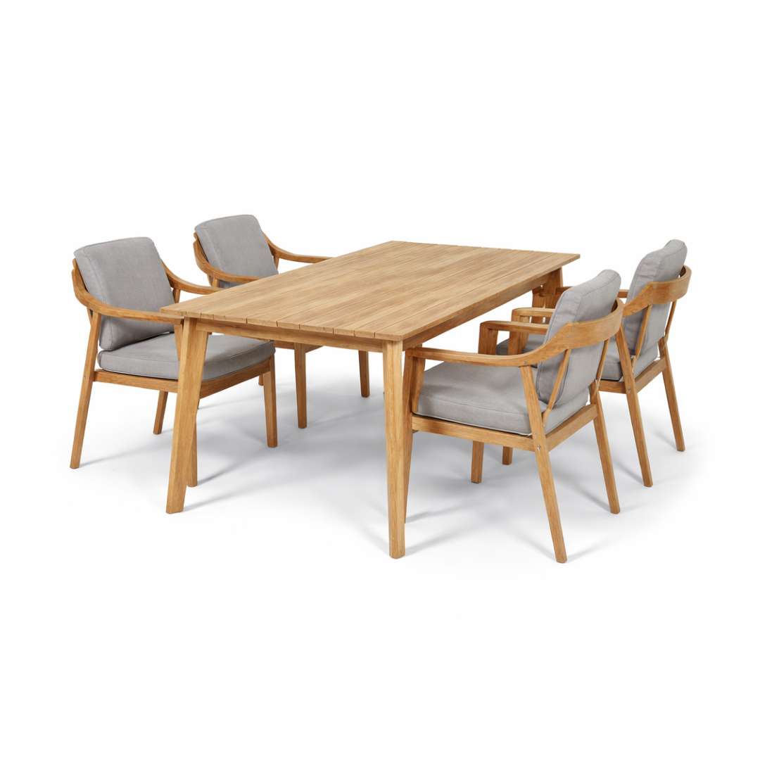 Afbeedling Teak tafel Bromo + 4x stoel Philipe